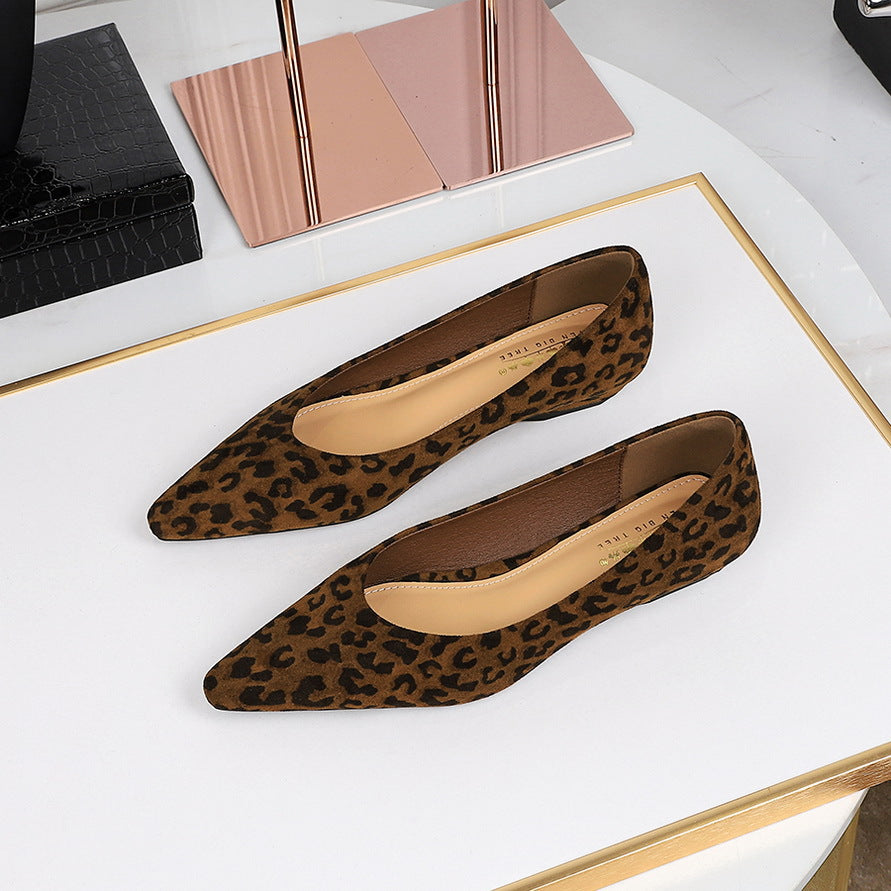 Daily Simple All Match Pointed Toe Shallow Mouth Low Heel Comfortable Suede Wedge Shoes Women Shoes