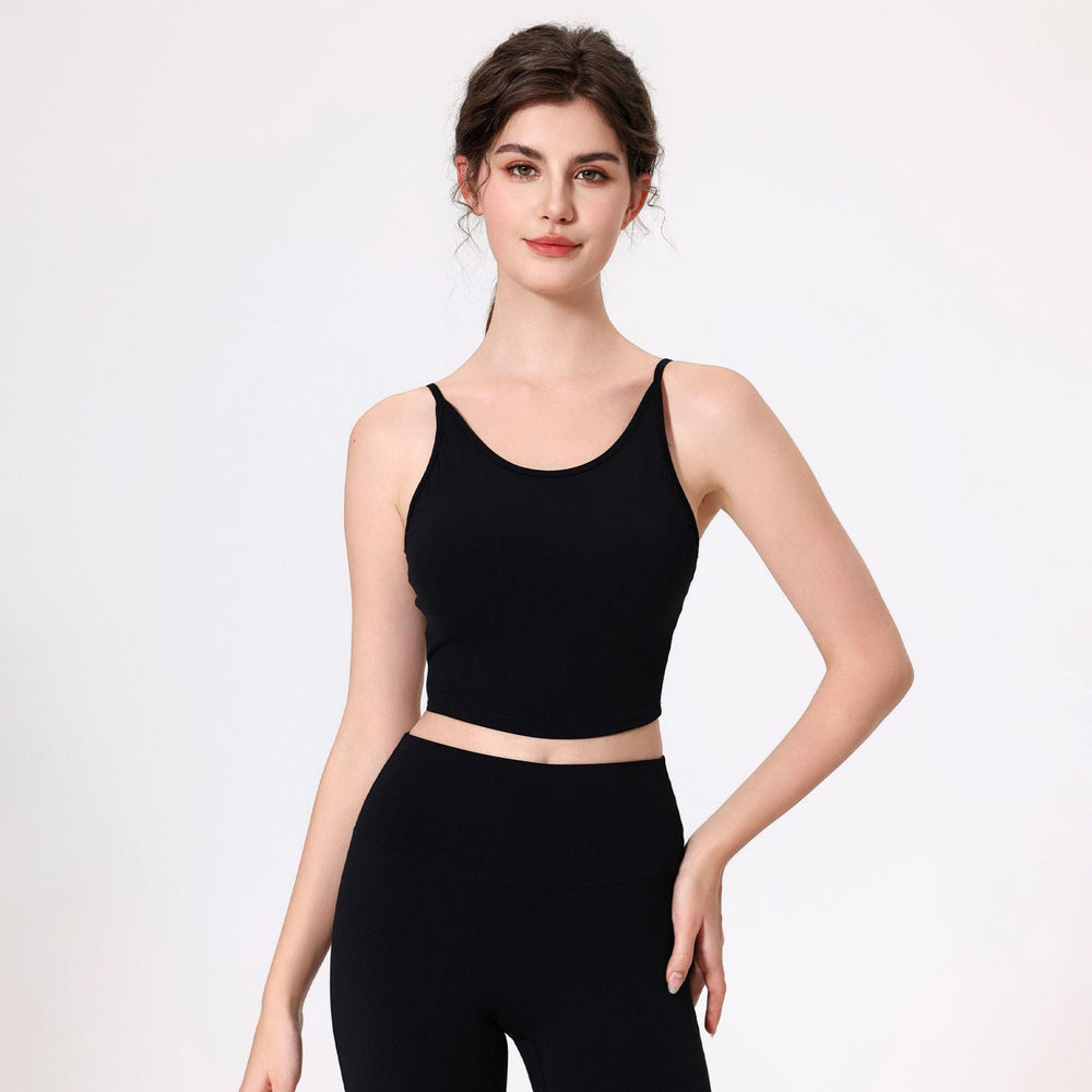 Nude Feel Spaghetti Strap Hollow Out Cutout out Beauty Back Yoga Clothes Bra Belly Contracting Fitness Quick Drying Breathable Exercise Vest