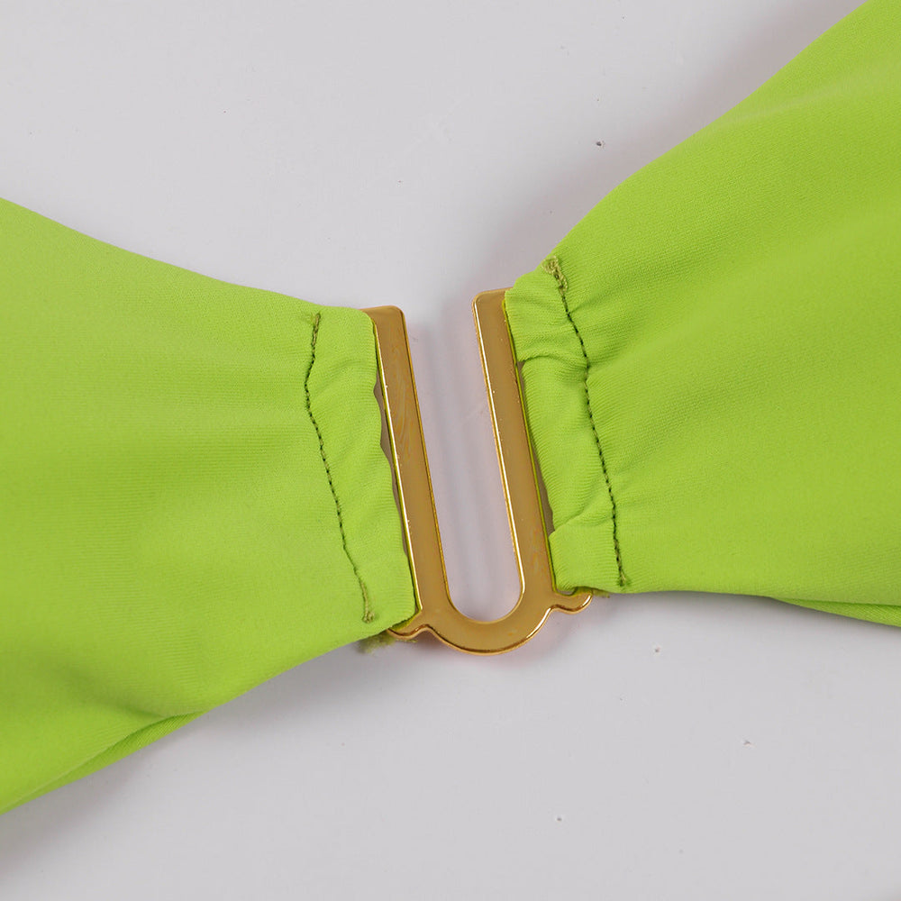 Fresh Solid Color High Slit Low Waist Bikini Sexy Split Swimsuit Women Bikini