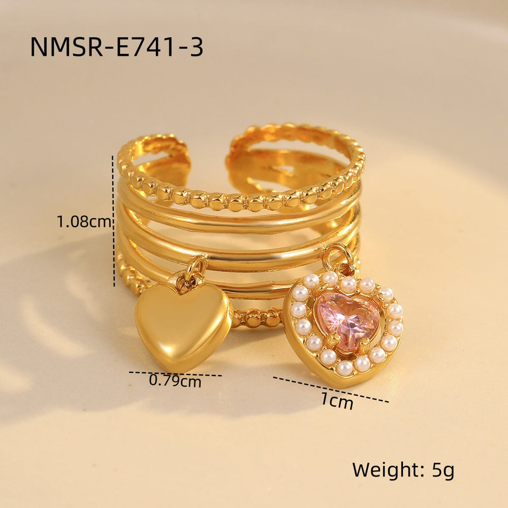 Stainless Steel Ring Exaggerated Irregular Asymmetric Geometric Abstract Plated 18K Gold Titanium Steel Ring Bracelet