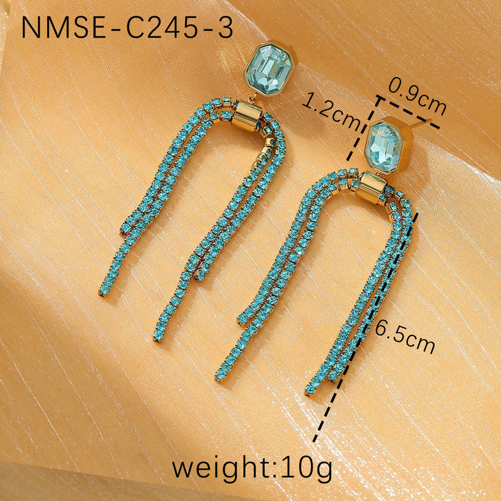 Tassel Pearl Titanium Steel Earrings Women Light Luxury High Grade Diamond Embedded Non Fading Stainless Steel Eardrop