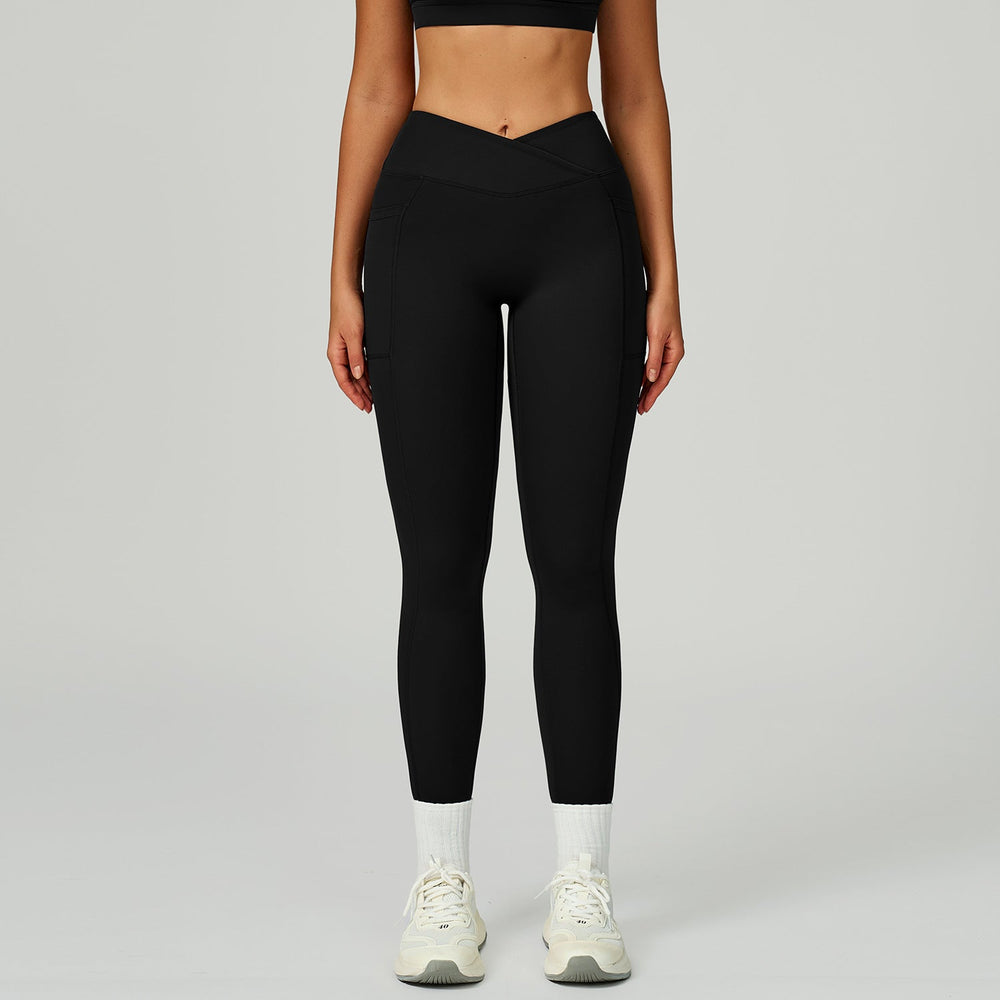 Nude Feel High Waist Yoga Pants Cross Waist Fitness Yoga Pants Women Outdoor Sports Running Tights