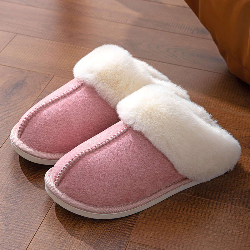 Fluffy Slippers Autumn Winter Warm Slugged Bottom Home Thickened Fleece Slippers Home Indoor Cotton Slippers