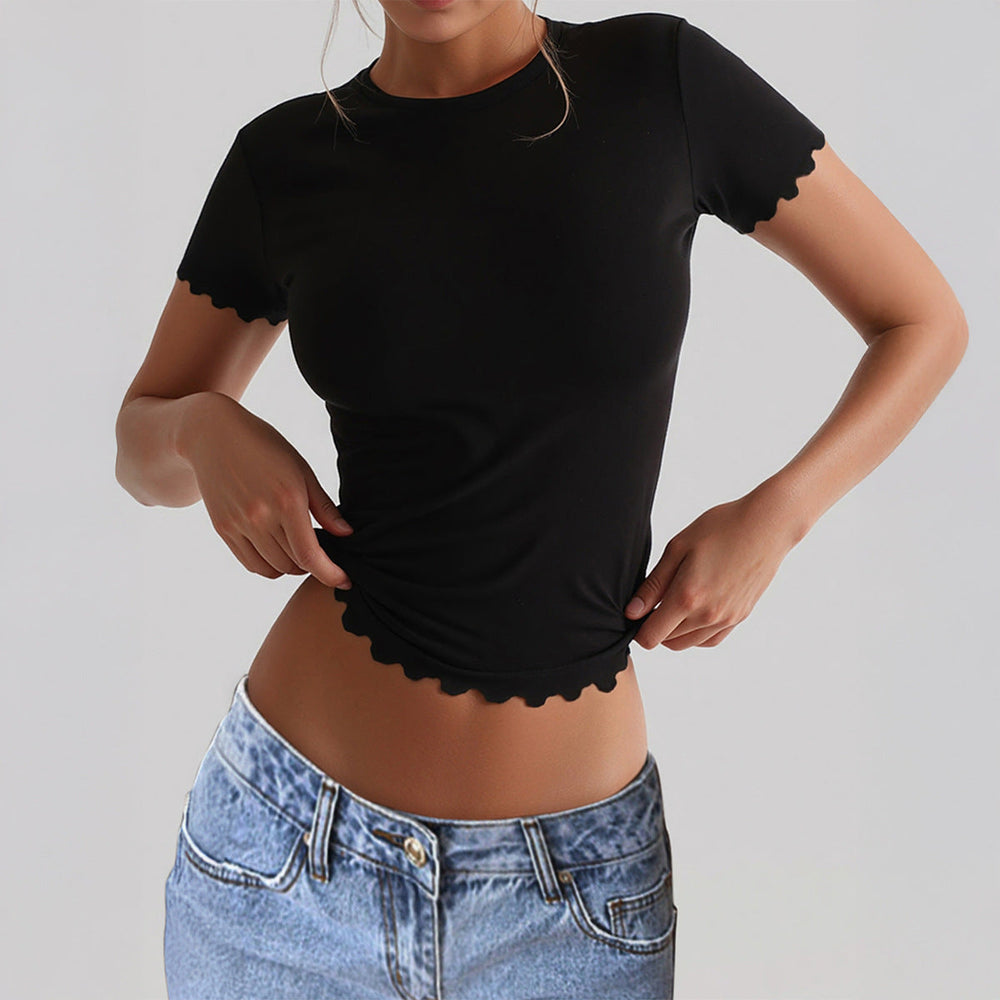 Yoga Solid Color Short Sleeve T shirt Top Summer Women Clothing
