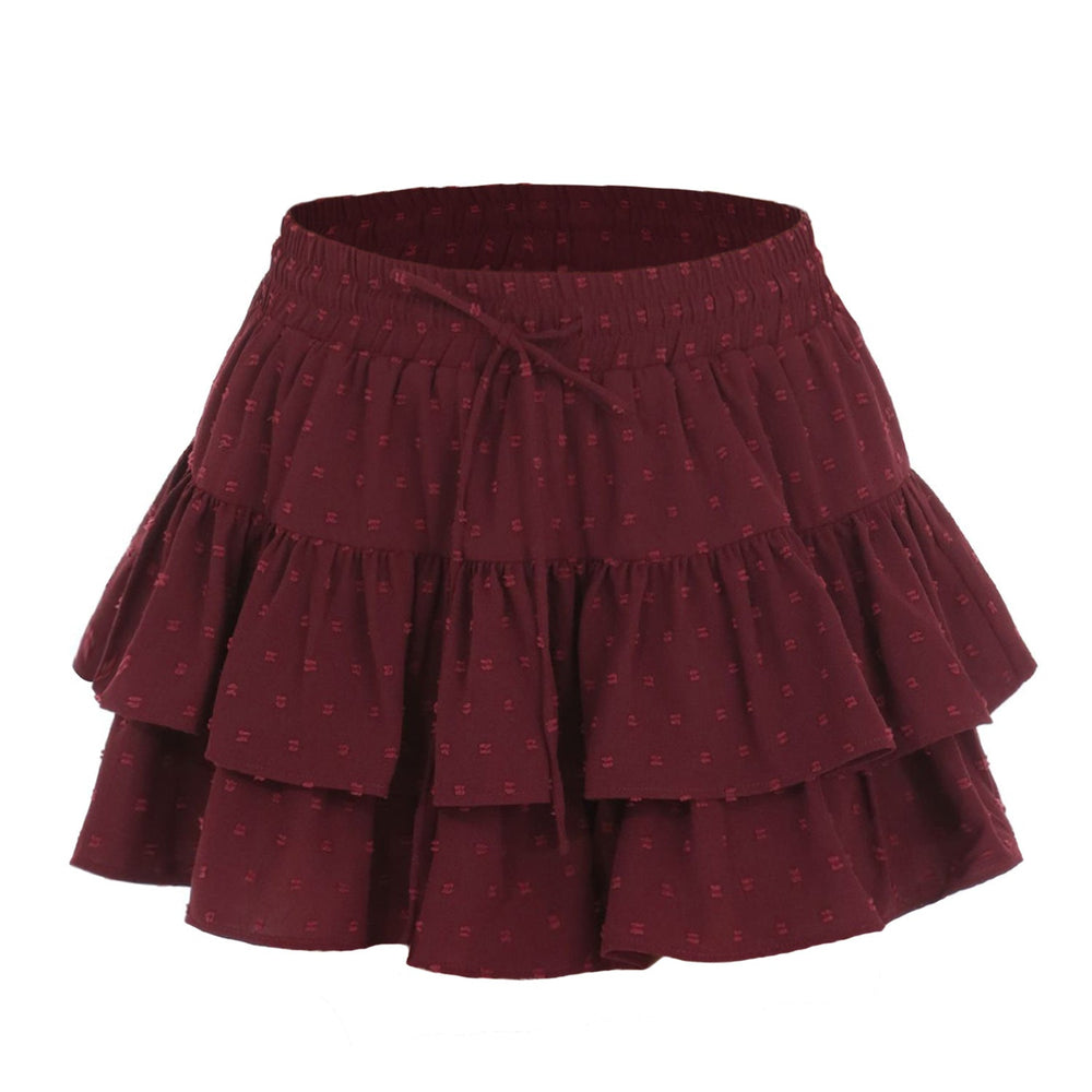 Women Lace up Adjustable Skirt Sports Wardrobe Malfunction Avoiding High Waist Elastic Pantskirt