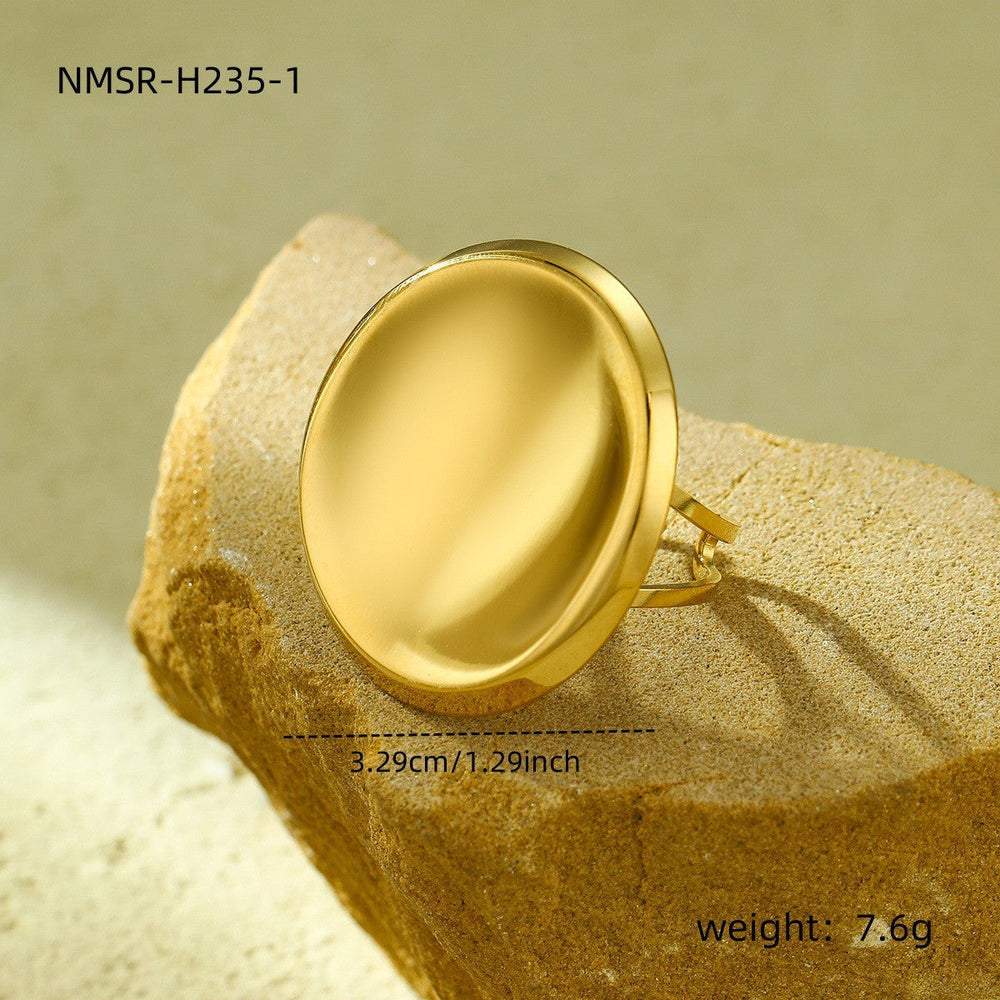 Minority 18K Gold Geometric Abstract round Heart-Shaped Open Ring High Grade Titanium Steel Ornament