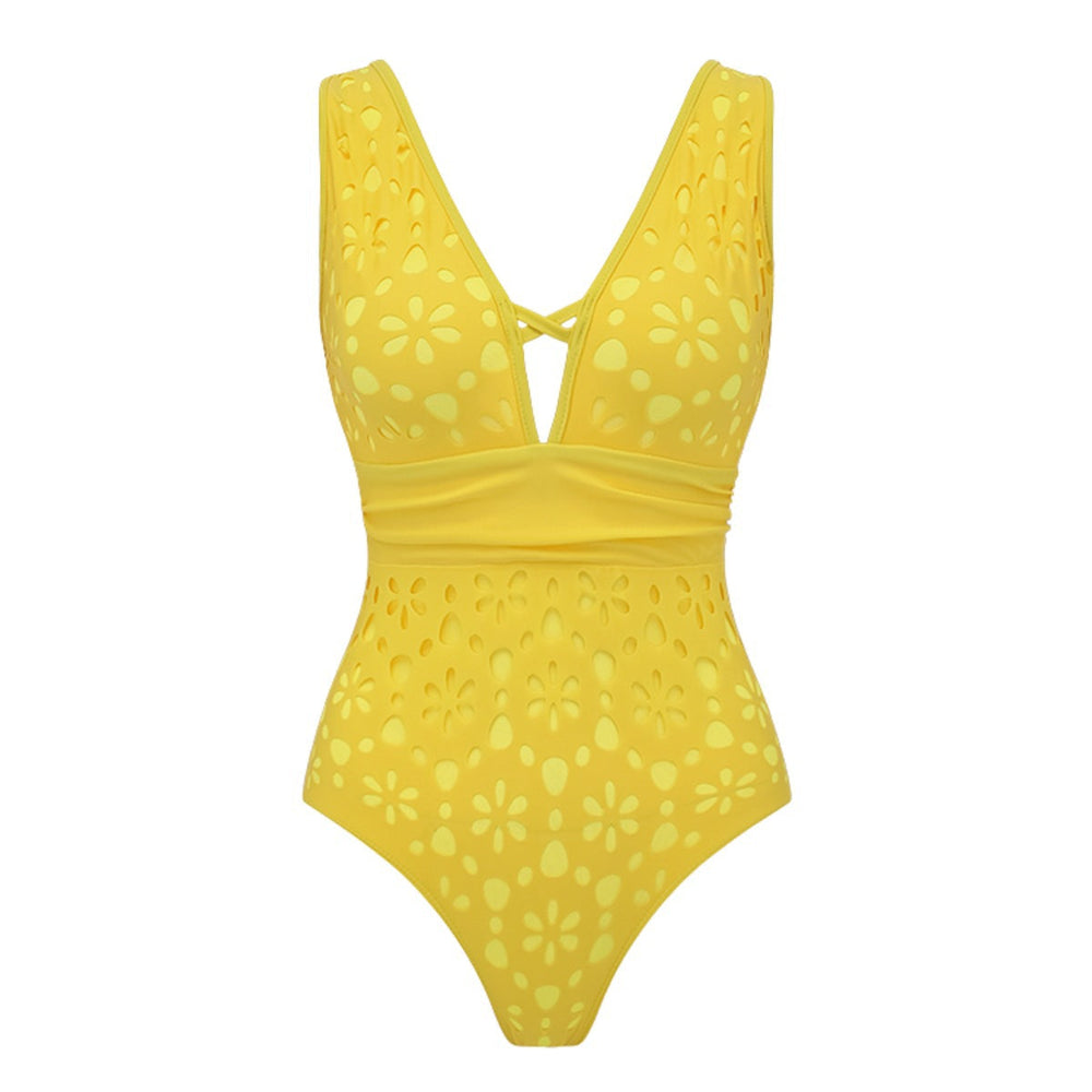 Swimsuit Fluorescent Color Hollow Out Cutout High Sense Swimsuit Two Piece Sets Women