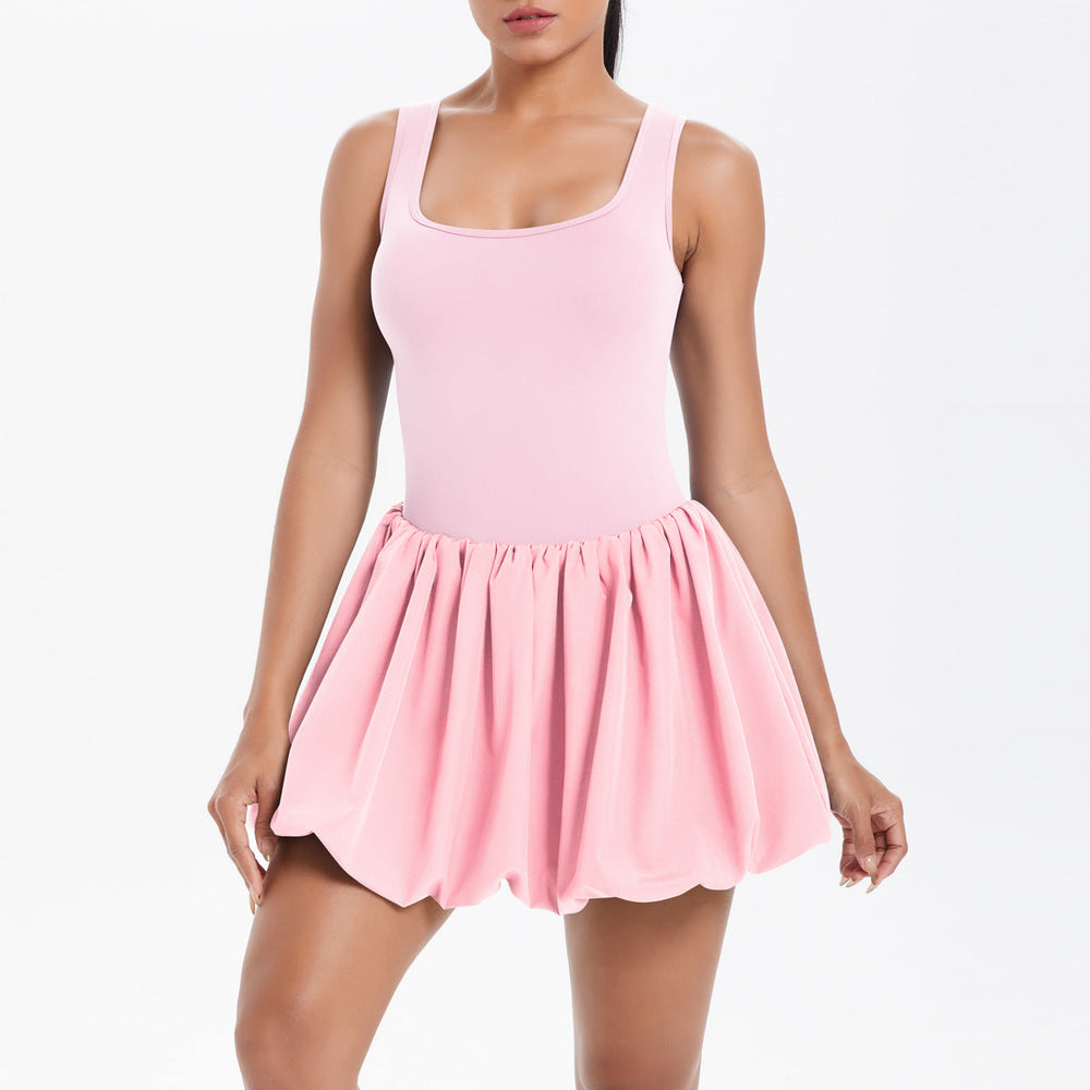 Cool Jumpsuit Tennis Skirt Sexy Beauty Back Pocket Backing Culottes Fitness Solid Color Sports Dress Women