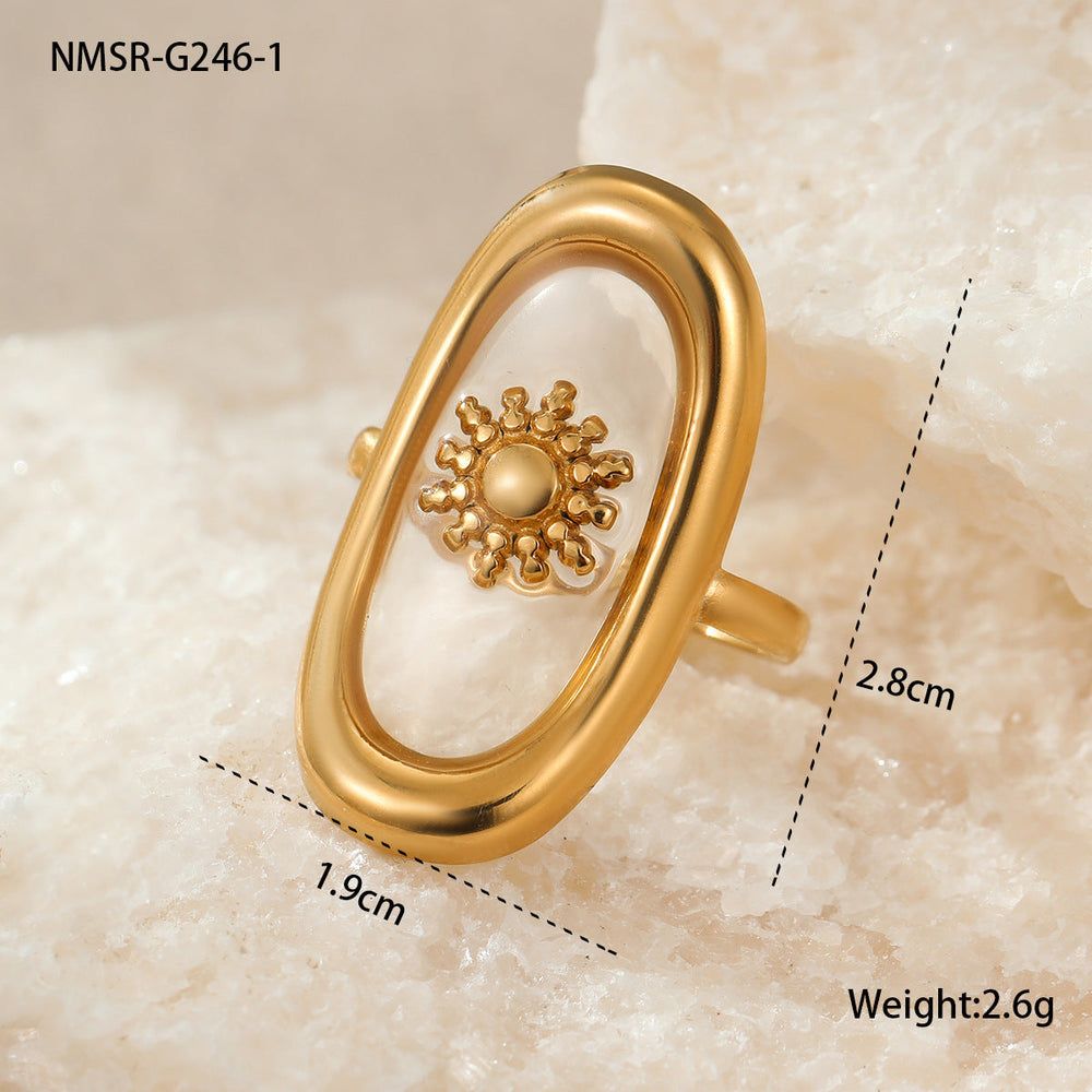 Fashionable Trendy Cool Design Stainless Steel Ring 18K Gold Simple Advanced French Finger Ring Jewelry