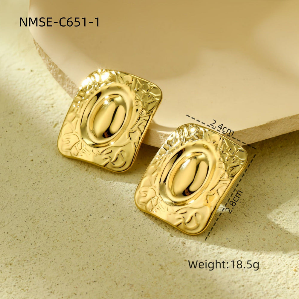 Light Extravagant Love Heart Geometric Abstract Square Titanium Steel Earrings Back Shaped Five Pointed Star High Grade Stainless Steel Earrings