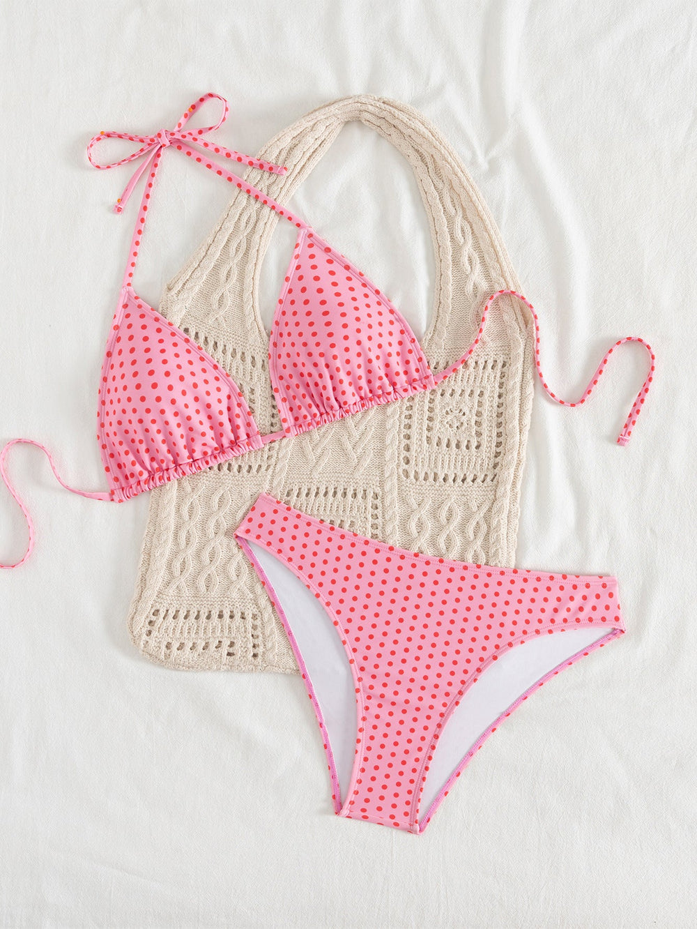 Bikini Polka Dot Printed Sexy Strap Split Swimsuit Spring Vacation Bikini