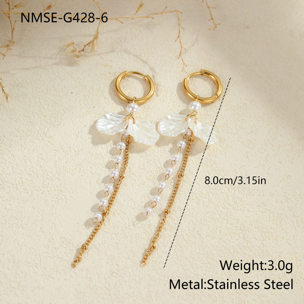 Retro Design Imitation Baroque Pearl Earrings Stainless Steel Earrings Plated 18K Gold Light Luxury Ear Rings