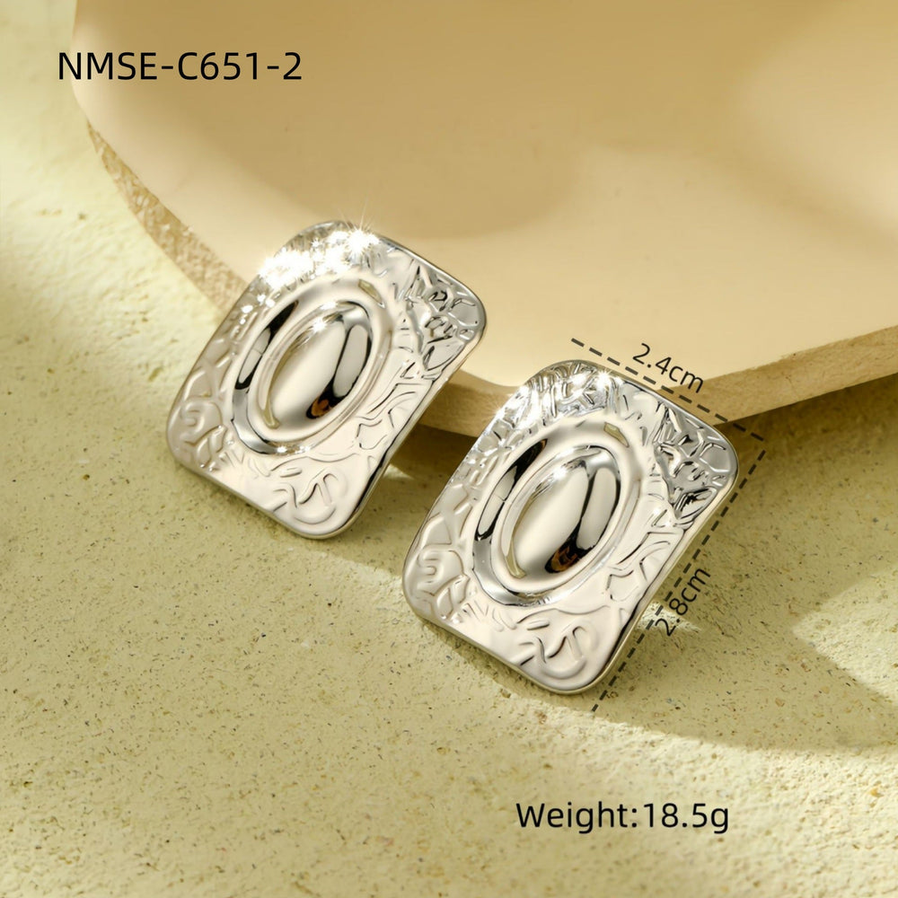 Light Extravagant Love Heart Geometric Abstract Square Titanium Steel Earrings Back Shaped Five Pointed Star High Grade Stainless Steel Earrings