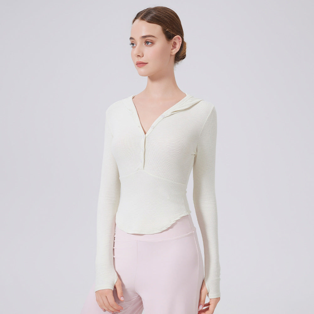 Bamboo Thread Hoodie Slimming Tops Outerwear Workout Clothes Running Yoga Slimming Long Sleeves Henry Sports