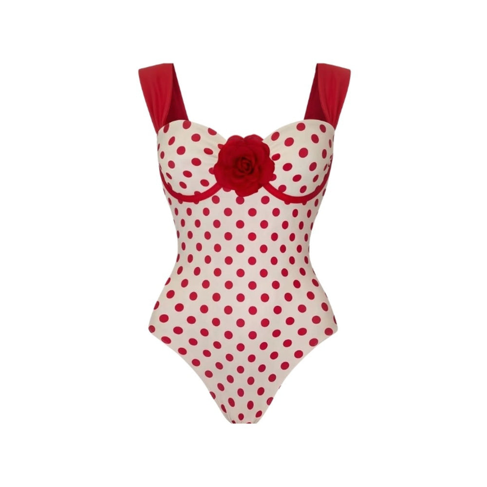 Swimsuit Red Retro Dots Spring One Piece Swimsuit Women