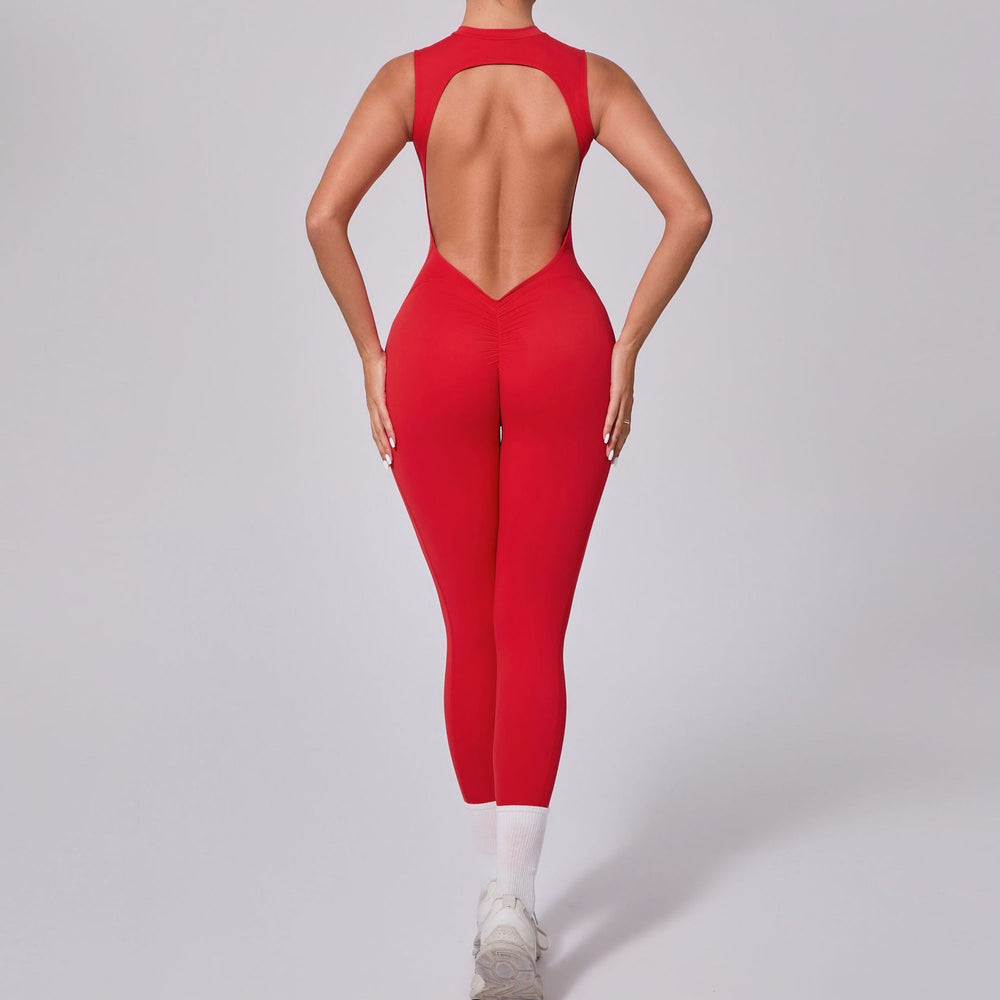 Backless Sleeveless Yoga Jumpsuit Peach Hip Fitness Detachable Chest Pad Sports Jumpsuit