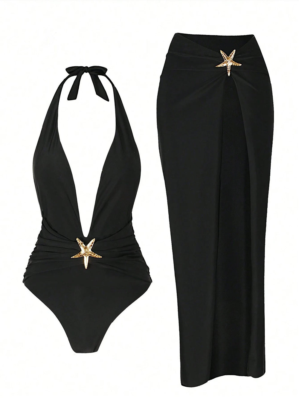 Two Piece Dress Deep V Plunge Swimsuit Women Swimsuit