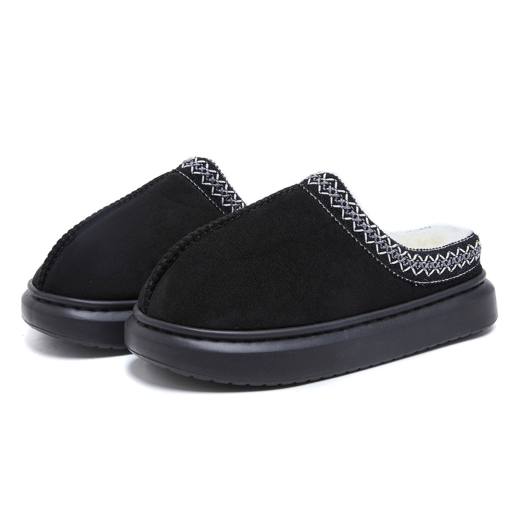 Baotou Fluffy Slippers Autumn Winter Ethnic Cotton Slippers Men Women Couple Warm Rubber Thick-Soled Cotton Slippers