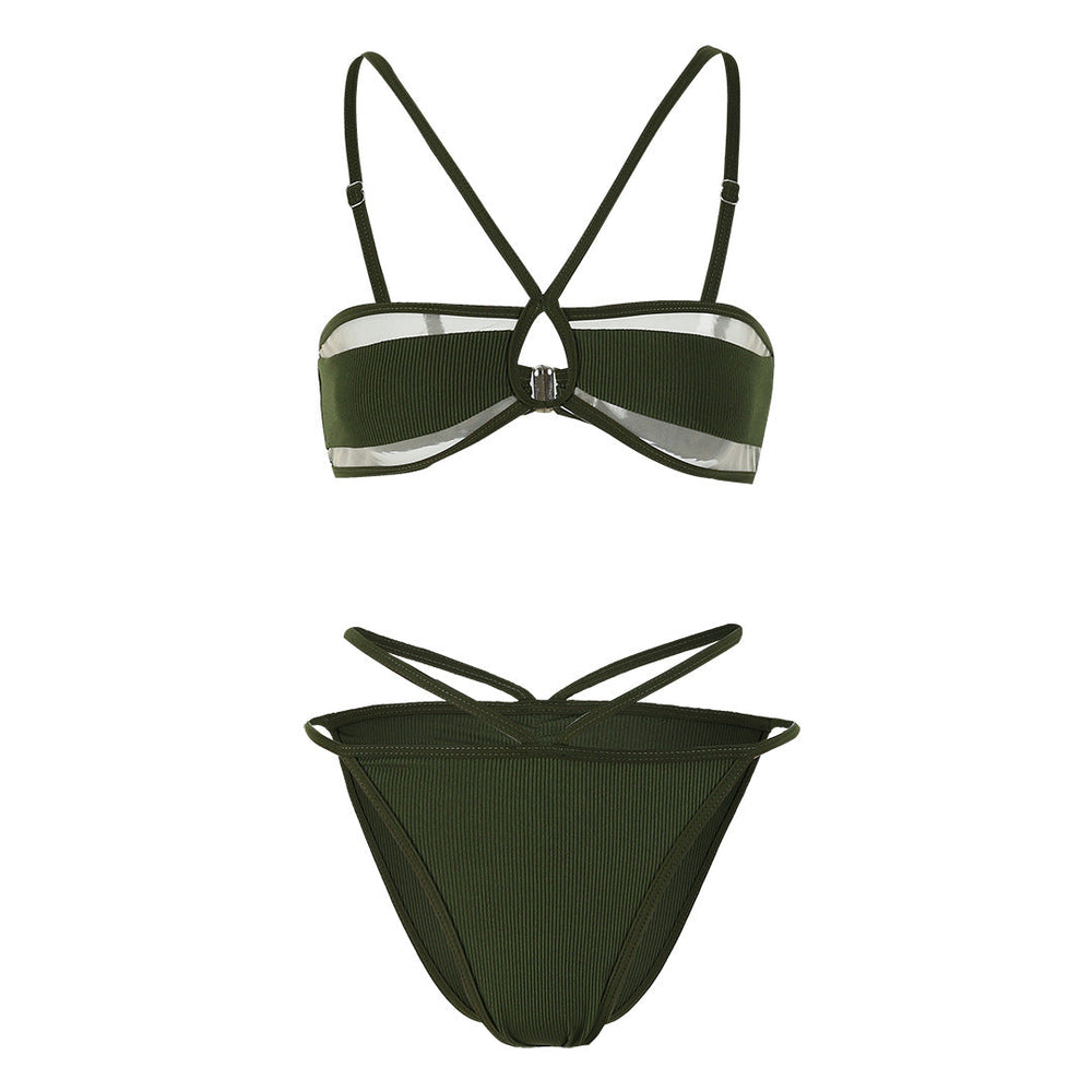 Miniature Three Point Solid Color Bikini Sexy Split Swimsuit Women Bikini