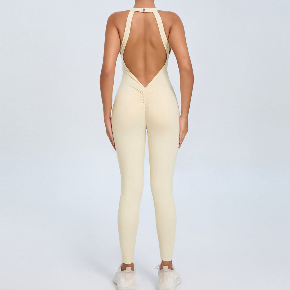 Back Buckle Yoga Jumpsuit Women Peach Hip Backless Sports Quick Drying One Piece Fitness Jumpsuit