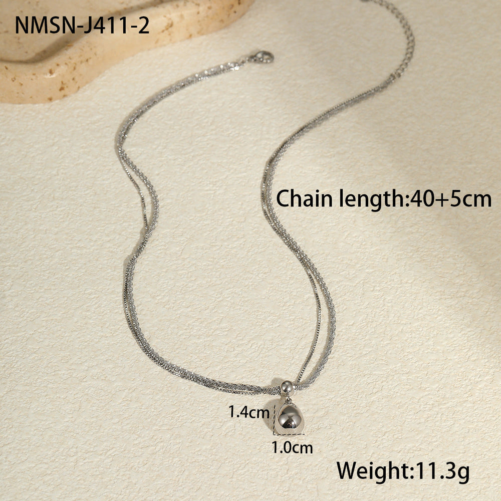 Minimalistic Water Drops Embellished Stainless Steel Necklace Gold Plated Niche Trendy Clavicle Chain Necklace