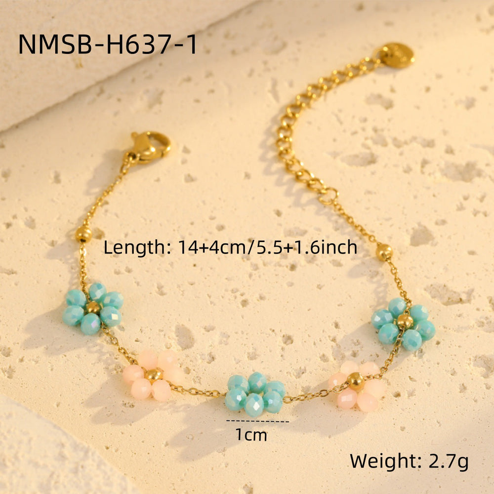 Bracelet Niche Colorful Floral Beaded Bracelet Ladies Ornament Light Luxury Ornament