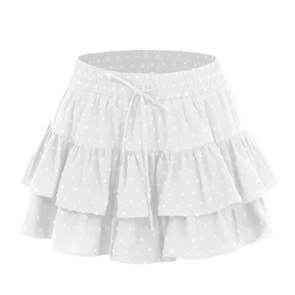 Women Lace up Adjustable Skirt Sports Wardrobe Malfunction Avoiding High Waist Elastic Pantskirt