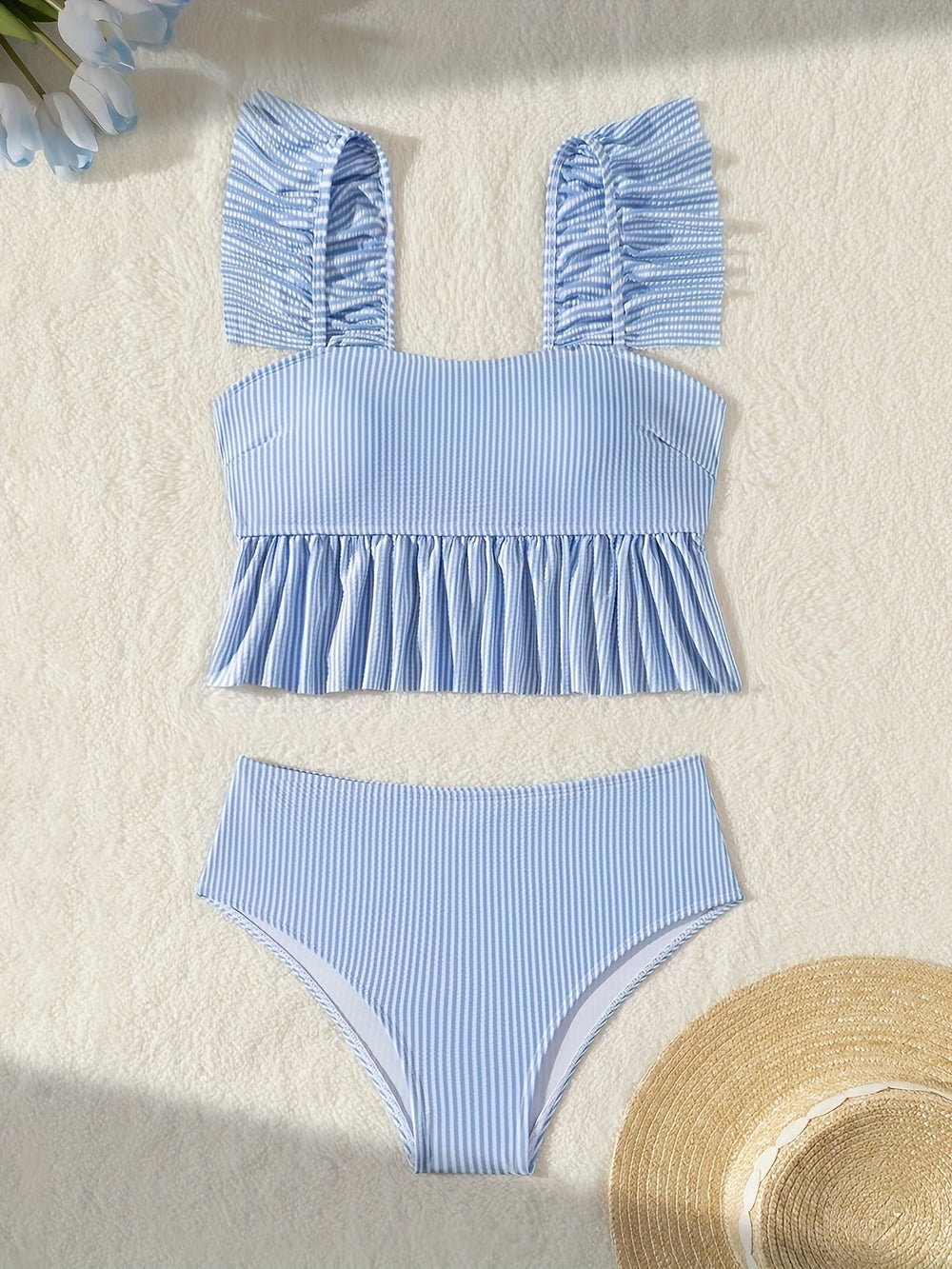 Split Striped Slim Fit Slimming Swimsuit Women Springs Conservative Sexy