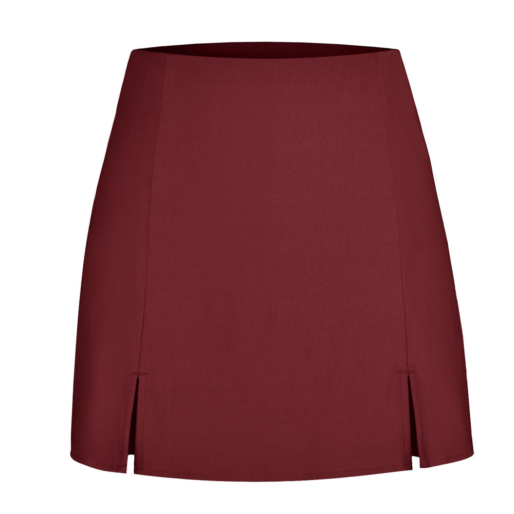 Double Slit Casual Pantskirt Thin Coat with Zip High Waist Short Pantskirt