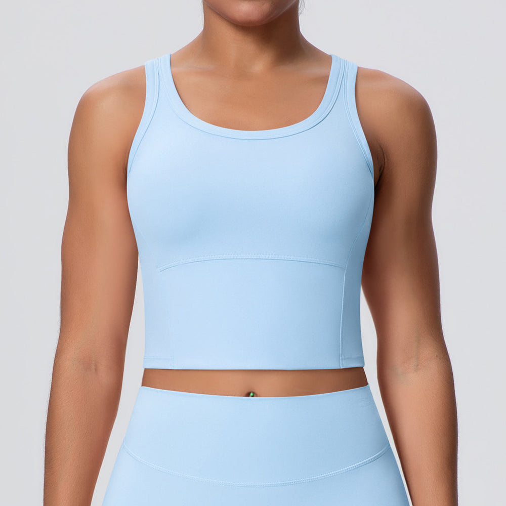 Solid Color Nude Feel Skin Friendly Yoga Jacket with Chest Pad Workout Bra Beauty Back Fitness Vest Sports Underwear for Women