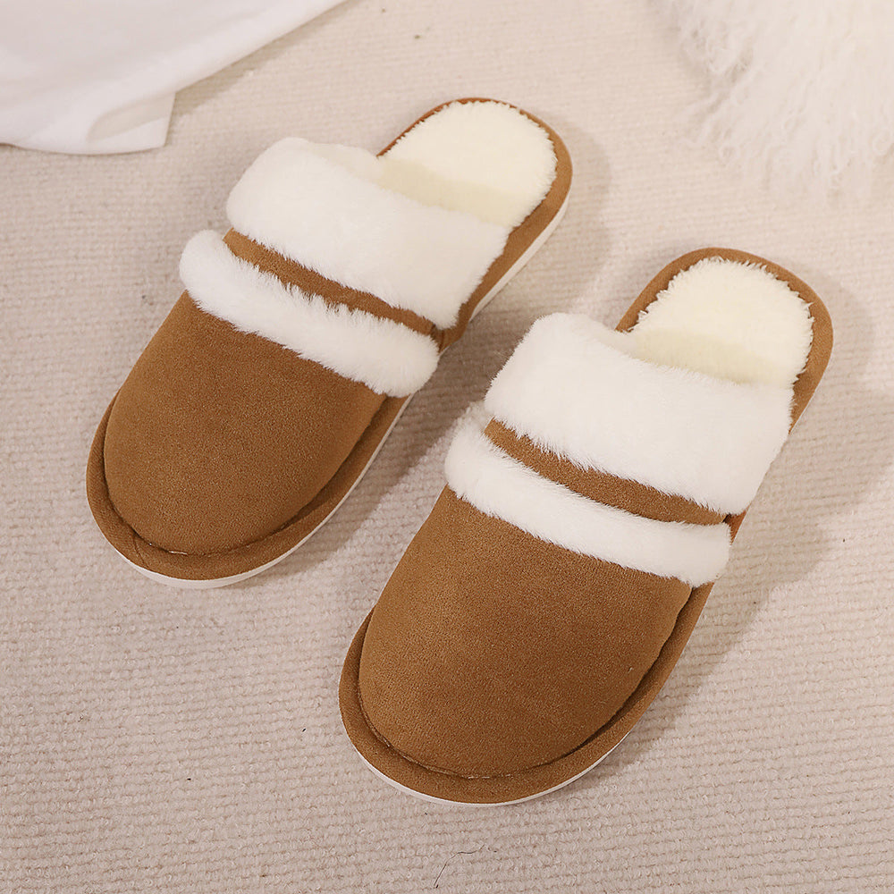 Fluffy Slippers Autumn Winter Warm Slugged Bottom Home Thickened Fleece Slippers Home Indoor Cotton Slippers