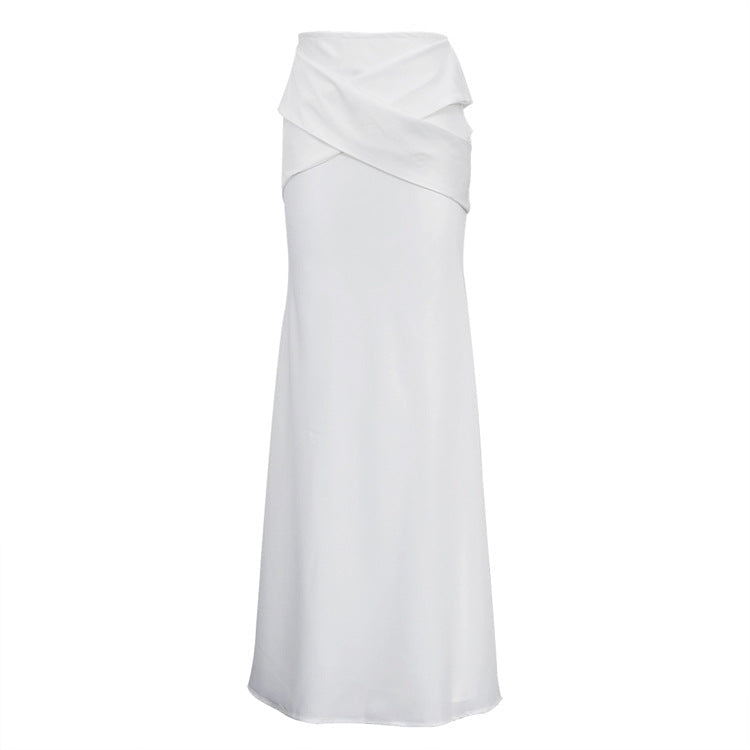 Spring Cross Design Niche Skirt Women Satin All Matching Hip Skirt