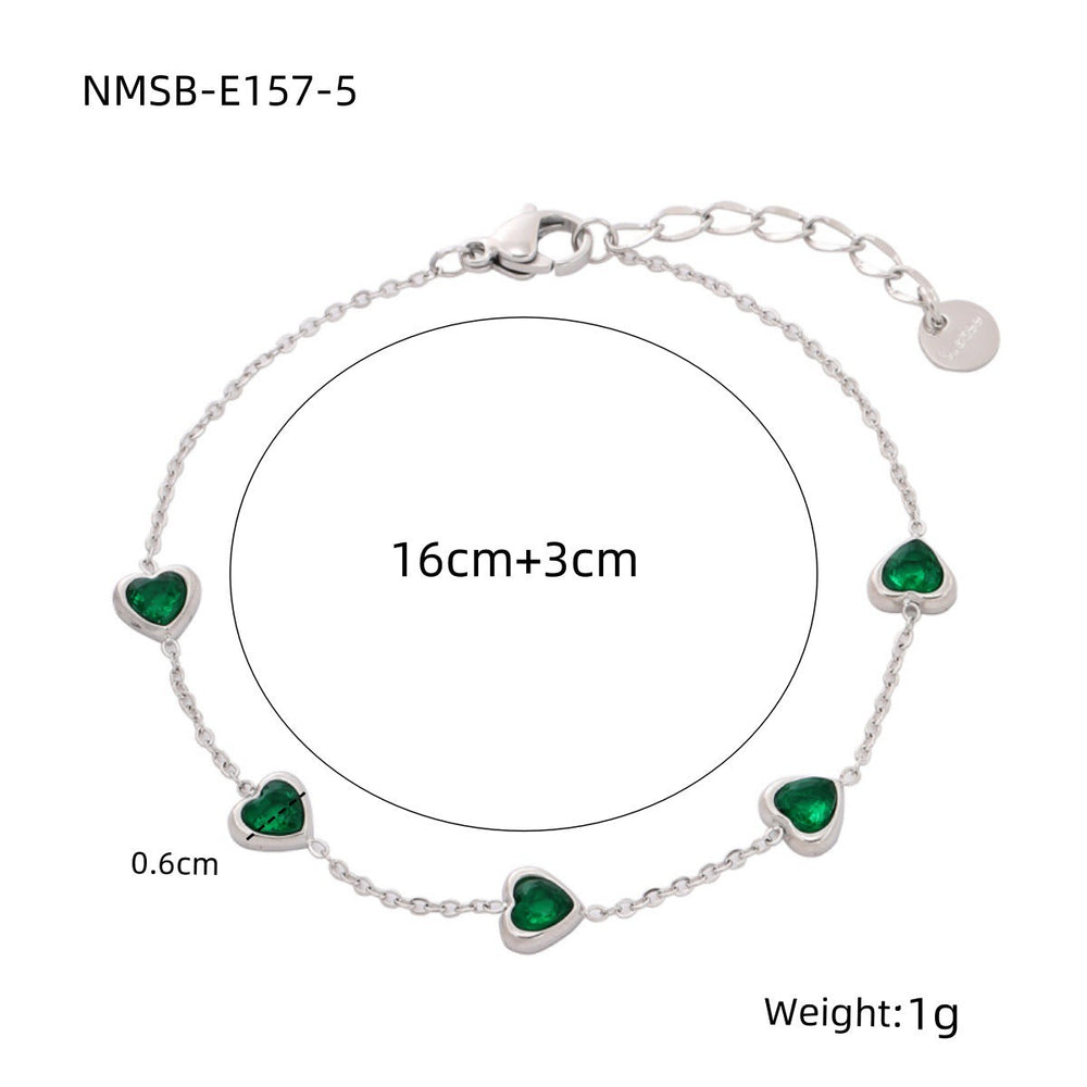 Loving Heart Zircon Stainless Steel Bracelet Special Interest Design Light Luxury All Match High Grade Women Bracelet