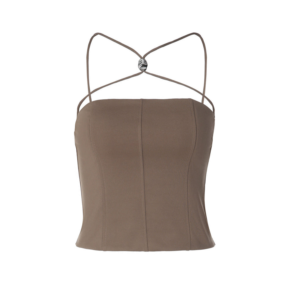 Women Slim Sexy Vest Solid Color Strap Tube Top