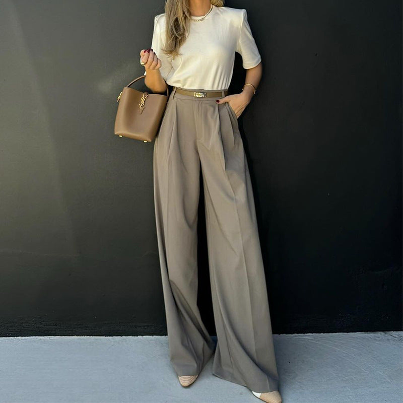Straight High Waist Work Pant Women Loose Wide Leg Pants Work Pant