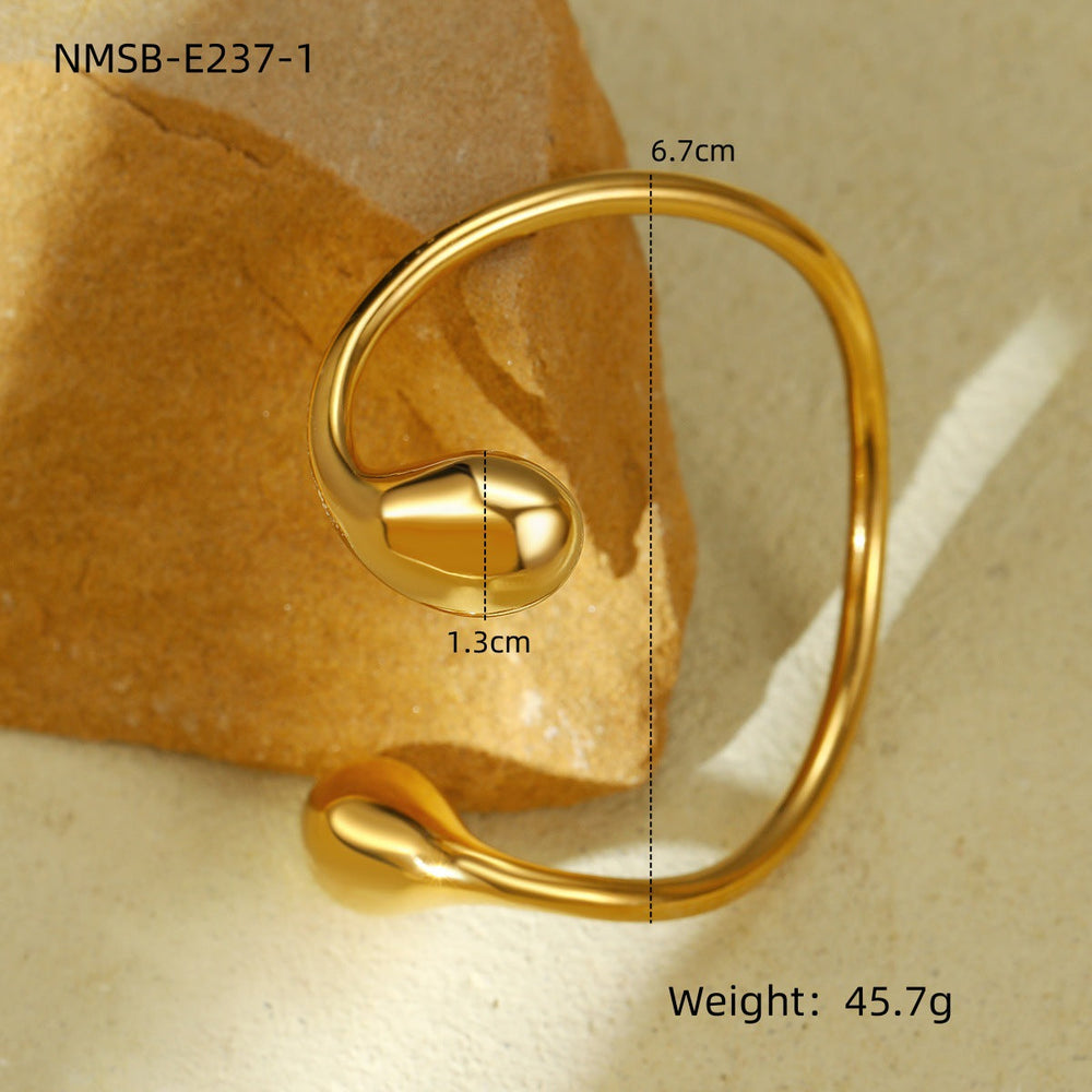 Irregular Asymmetric round Water Drop Titanium Steel Bracelet All Match Stainless Steel Bracelet Ring Set