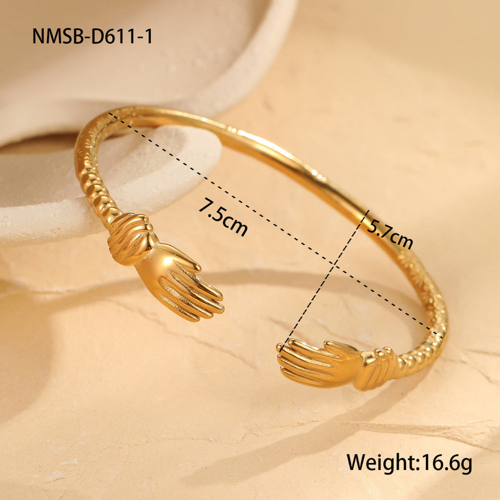 Geometry Pattern Semicircle Hollow Out Cutout Bracelet Static Luxury Exaggerated Personalized Cold Opening Bracelet