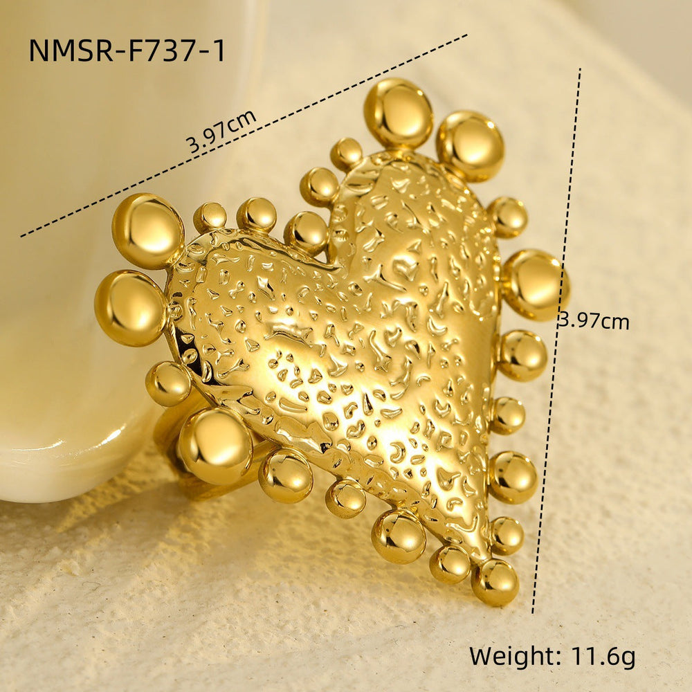 Stainless Steel Ring Exaggerated Irregular Asymmetric Geometric Abstract Plated 18K Gold Titanium Steel Ring Bracelet