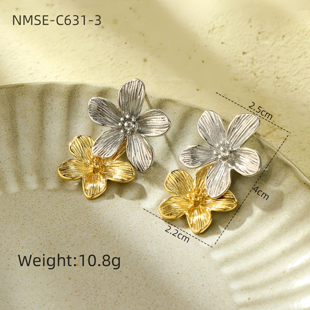 Retro Affordable Luxury Floral Tassel Stainless Steel Earrings Women Arrival High Grade Cold Exaggerated Earrings