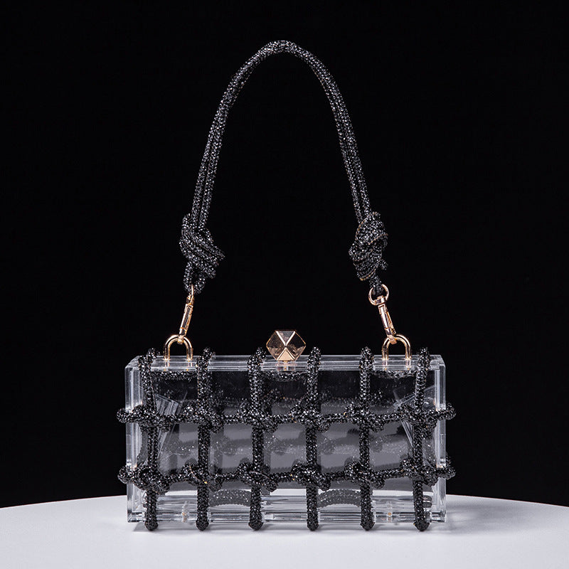 Spring Summer Alec Transparent Storage Box Handcraft Braiding Rope Small Square Bag Underarm Handbags