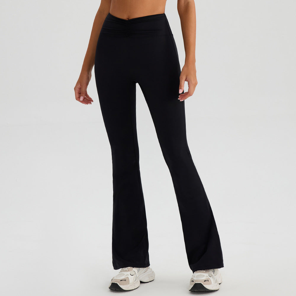 Nude Feel High Waist Hip Lift Yoga Pants Bell Bottom Pants Running Fitness Pants Slimming Tight Breathable Sports Pants