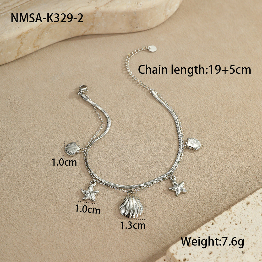 Summer Ocean Stainless Steel Anklets Starfish Shell Love Niche Exquisite Foot Ornaments