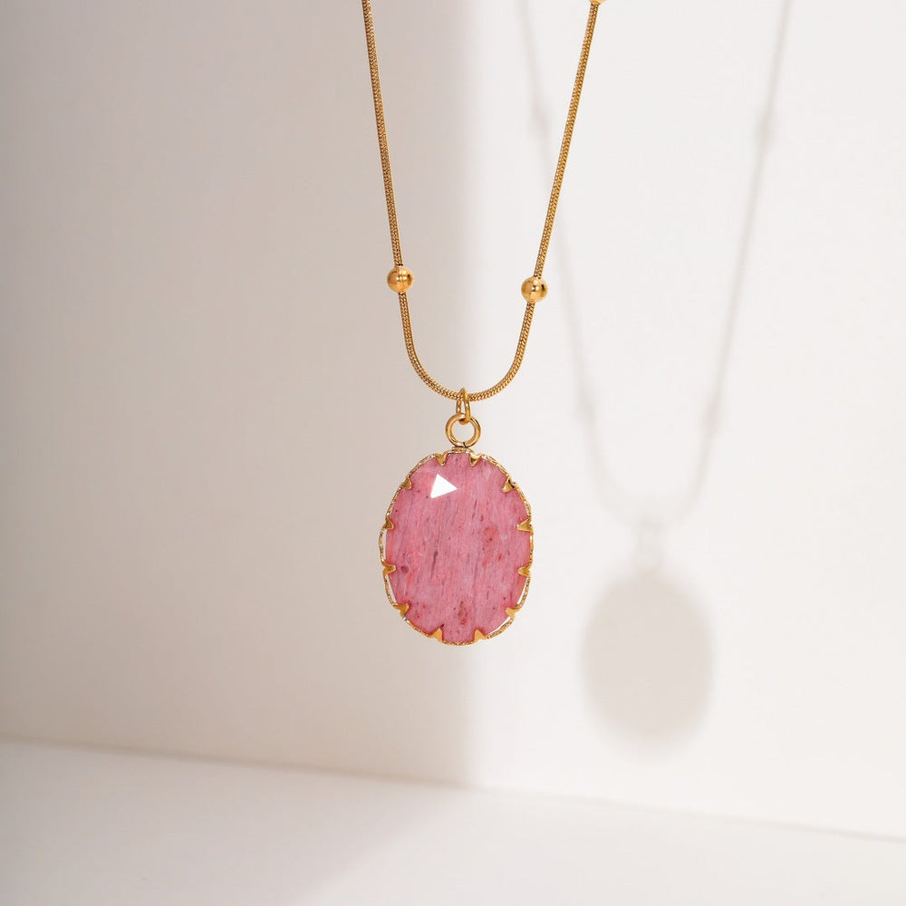 Arrival Rhodochrosite 18K Gold Titanium Steel Necklace for Women Affordable Luxury All Match High Sense Stainless Steel Embellished Accessories
