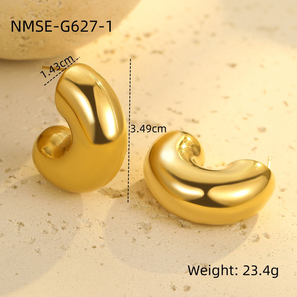 Texture Stainless Steel Earrings Retro High-Grade Hollow Out Cutout 18K Gold Titanium Steel Earrings Ornament