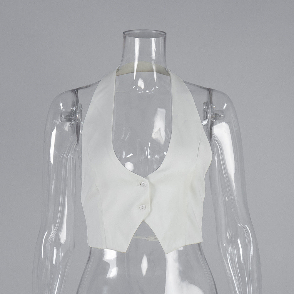 Short Halterneck Vest Spring Summer Sexy Sexy Backless Underwaist Women