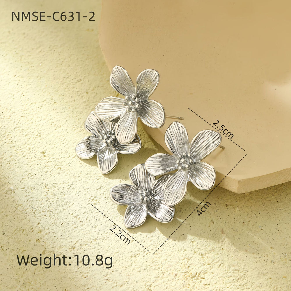 Retro Affordable Luxury Floral Tassel Stainless Steel Earrings Women Arrival High Grade Cold Exaggerated Earrings