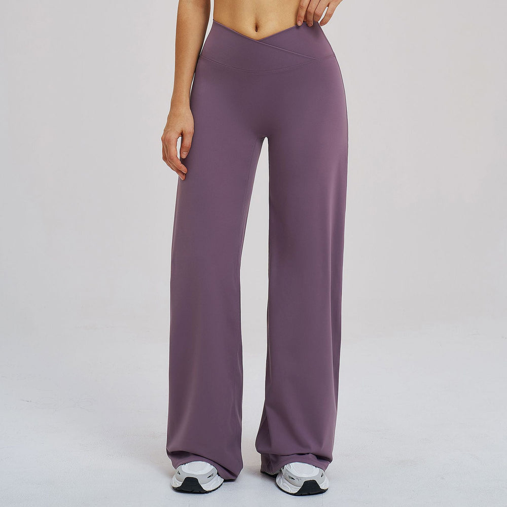 Brushed Casual Wide Leg Pants Cross Waist Brushed Loose Pants Outdoor Running Sports Wide Leg Pants