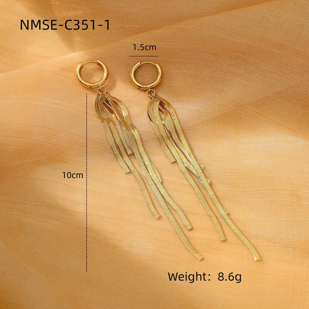 Tassel Pearl Titanium Steel Earrings Women Light Luxury High Grade Diamond Embedded Non Fading Stainless Steel Eardrop
