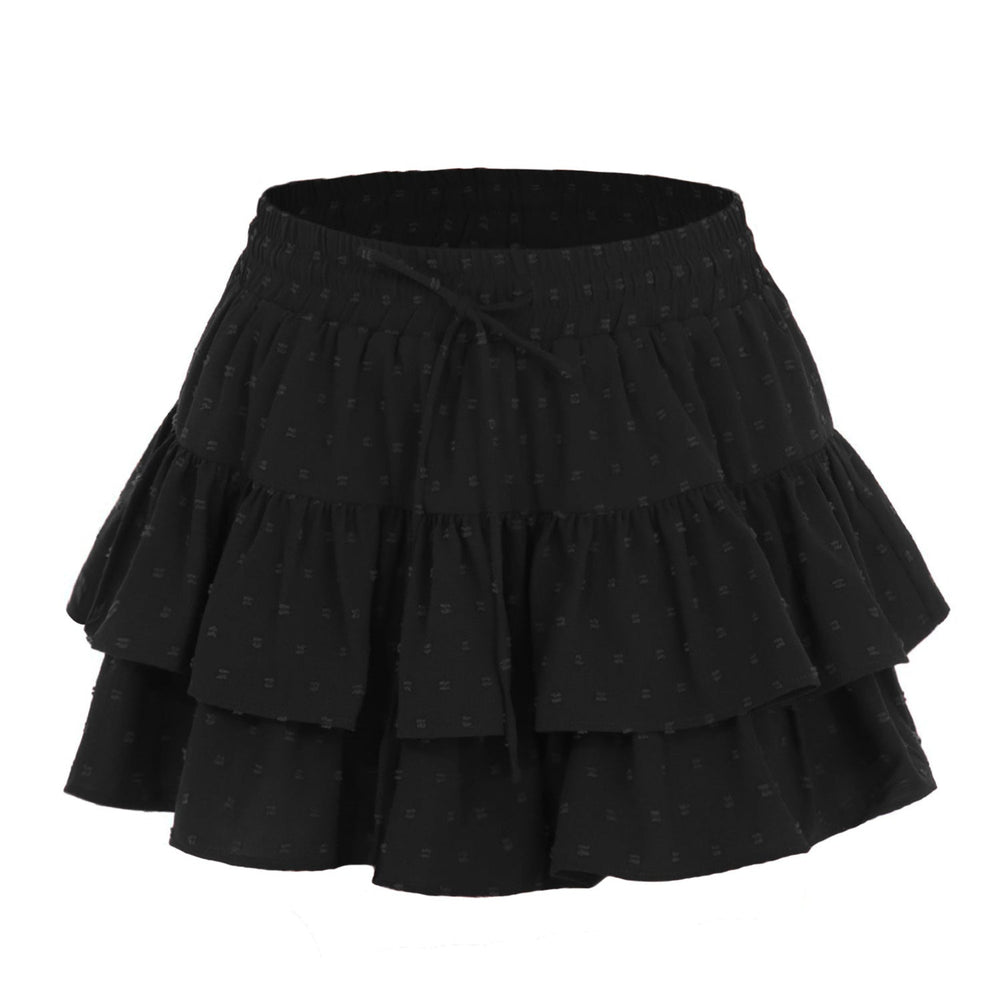 Women Lace up Adjustable Skirt Sports Wardrobe Malfunction Avoiding High Waist Elastic Pantskirt