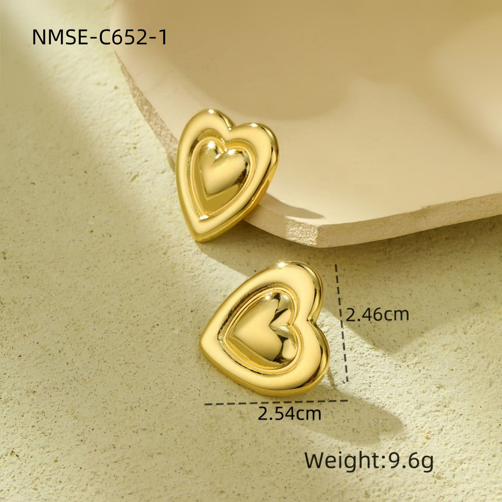 Light Extravagant Love Heart Geometric Abstract Square Titanium Steel Earrings Back Shaped Five Pointed Star High Grade Stainless Steel Earrings